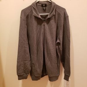 Calvin Klein Men’s LG Fleece Zip Up Jacket/ Sweater Charcoal Gray Cabincore